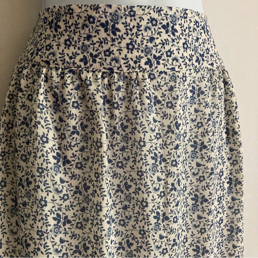 Madewell Tiered Peasant Flowy Blue & White Floral Midi Skirt, NWT Sz 2XL - Picture 6 of 13